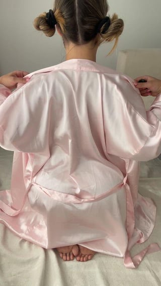 I like my pink silk bathrobe