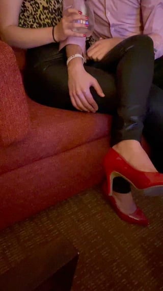 Dinner with my husband’s friend ended up with us going to his room for drinks and him and I started to make out. Before we knew we were naked and his dick was deep inside my pussy while my husband was jerking off sitting on the chair