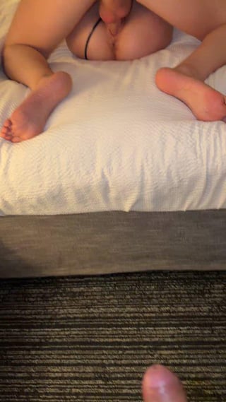 Husband couldn’t hold his load anymore 🤭 and busted while watching me get fucked
