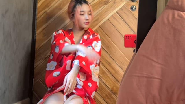 The robe was supposed to stay closed…oops!